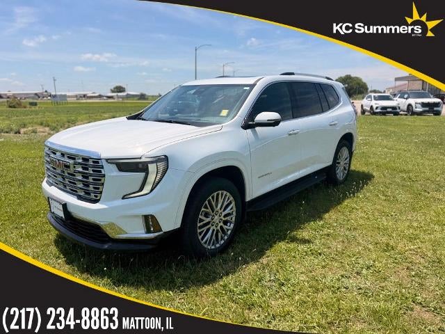 2025 GMC Acadia AWD Denali in Summit White — front three-quarter view