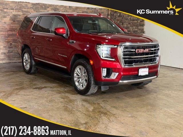 2021 GMC Yukon 4WD 4dr SLT in Cayenne Red Tintcoat — front three-quarter view