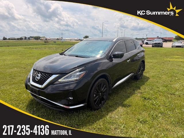 2021 Nissan Murano AWD Platinum in Magnetic Black Pearl — front three-quarter view
