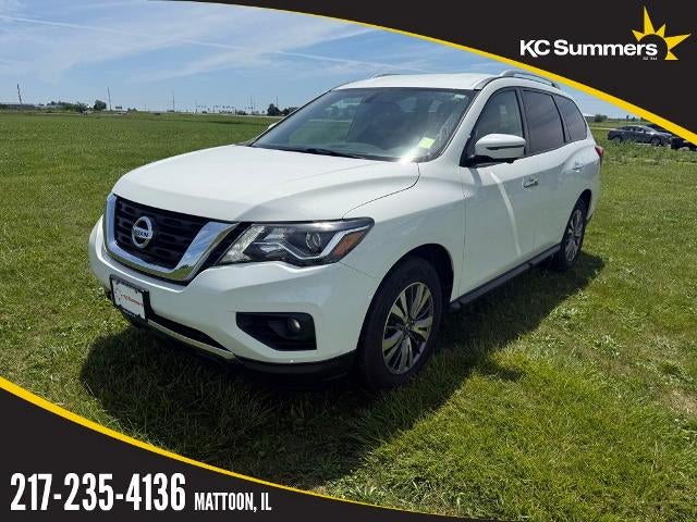 2020 Nissan Pathfinder FWD SL in Glacier White — front three-quarter view